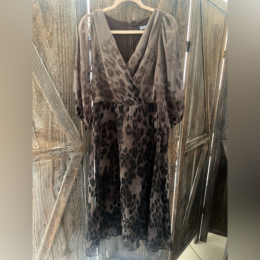 DKNY Taupe Textured Dress